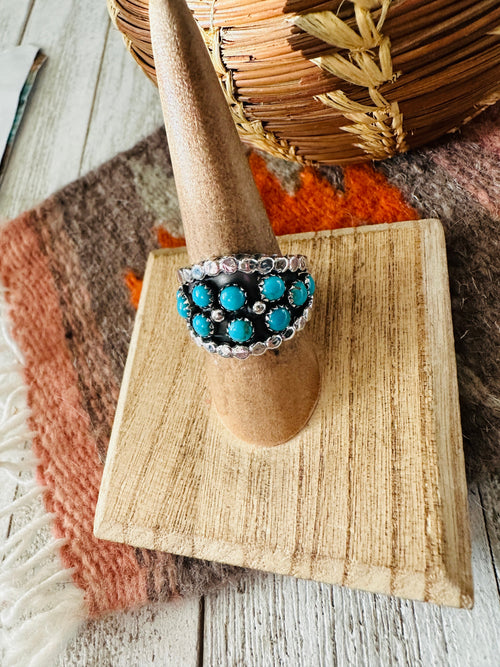 Navajo Turquoise & Sterling Silver Cigar Band Ring