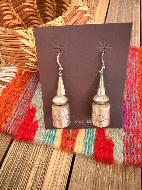 Handcrafted Sterling Silver Pearl Beaded Dangle Earrings