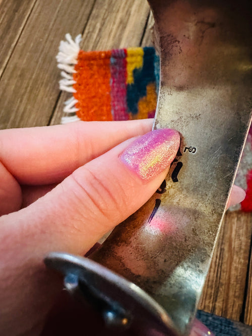 Handcrafted Old Pawn Sterling Silver, Turquoise & Coral Cuff Bracelet