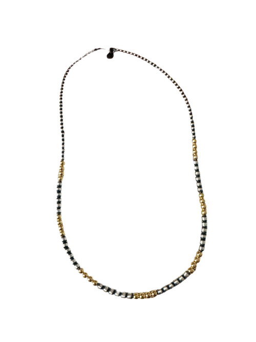 Navajo Sterling Silver & Gold Beaded Necklace