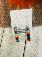 Navajo Handmade Multicolor Beaded Teardrop Dangle Earrings