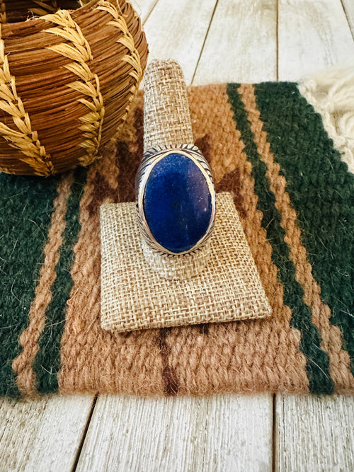 Old Pawn Navajo Sterling Silver & Lapis Men’s Ring Size 10