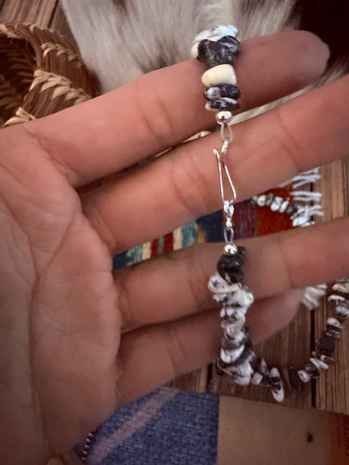 Handcrafted White Buffalo & Sterling Silver Beaded Necklace