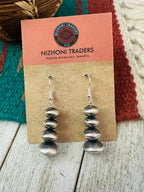 Navajo Sterling Silver Pearl Beaded Dangle Earrings