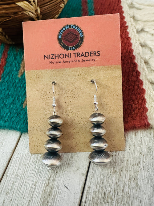 Navajo Sterling Silver Pearl Beaded Dangle Earrings