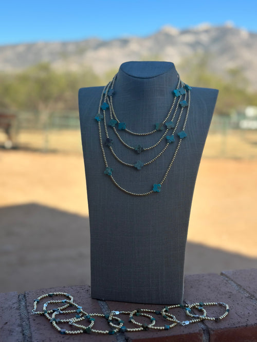 Cle’vara Navajo Turquoise, Gold & Sterling Silver Beaded Necklace and Bracelets