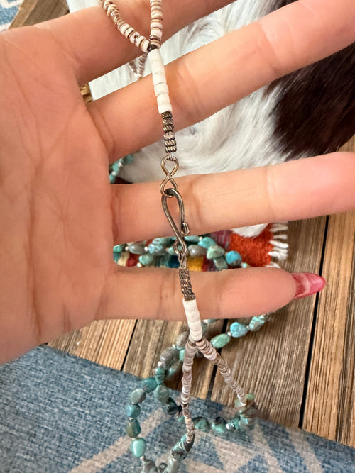 Handcrafted Turquoise & Heishi Beaded 28” Necklace