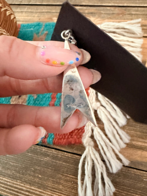 Old Pawn Handcrafted Sterling Silver & Turquoise Inlay Dangle Earrings