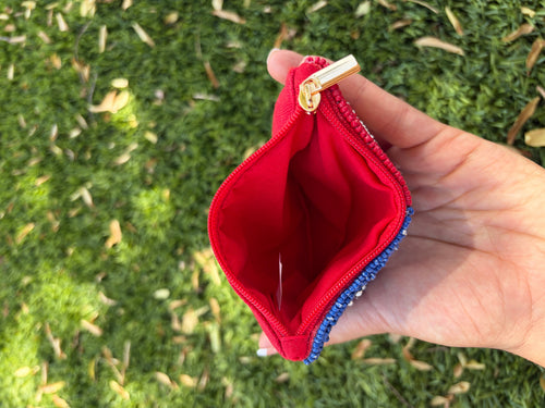 Handmade Beaded American Flag Coin Purse (with beaded stars)