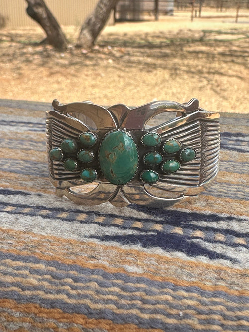Old Pawn Rick Martinez Turquoise and Sterling Silver Cuff