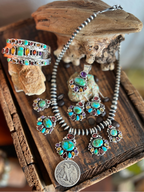 Navajo Made Sterling Silver Gems & Jewels Beaded Cluster Necklace and Earrings Set by Dianne Wylie