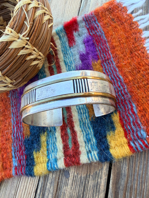 Handcrafted Old Pawn Sterling Silver Cuff Bracelet