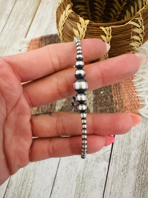Navajo Sterling Silver Pearl Beaded Bracelet