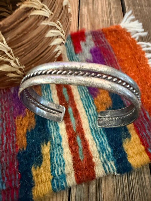 Handcrafted Old Pawn Sterling Silver Cuff Bracelet