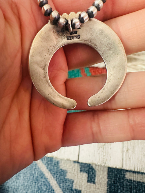 Handcrafted Sterling Silver Pearl Beaded Naja Necklace 24"