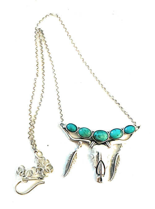 Handmade Sterling Silver & Turquoise Bullhead Necklace