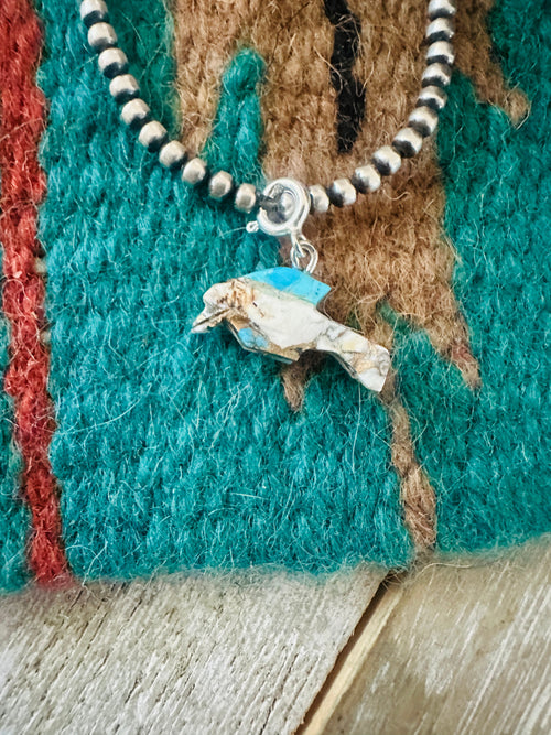 Navajo Hand Carved Blue Mojave Dolphin Charm