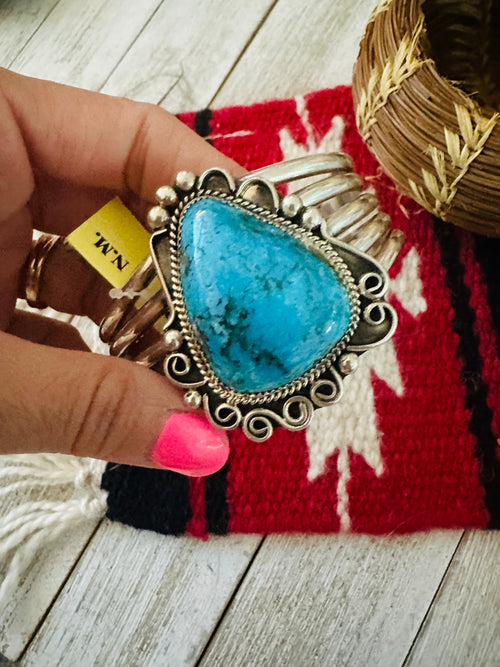 Old Pawn Navajo Sterling Silver & Turquoise Cuff Bracelet