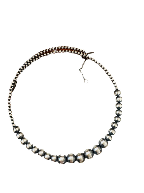 Navajo Sterling Silver Beaded Wrap Choker Necklace