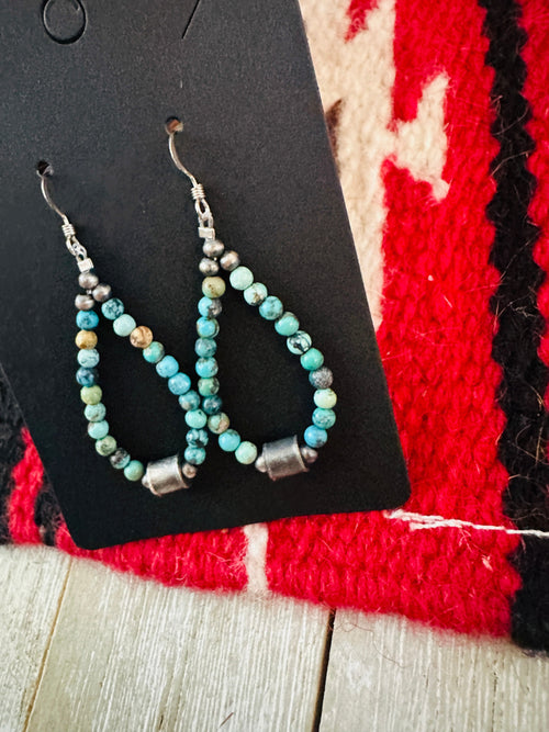 Handcrafted Turquoise & Sterling Silver Beaded Dangle Earrings