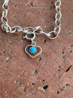 Navajo Made Sterling Silver and Turquoise Charm