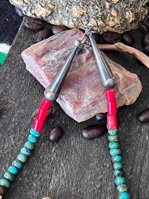 Kirby Smith Hand Strung Hubei Turquoise Rondelle and Sterling Silver Beaded Necklace