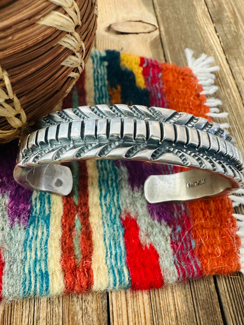 Handcrafted Old Pawn Sterling Silver Cuff Bracelet