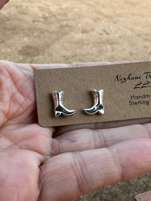 “The Cowboy” Handmade Sterling Silver Cowboy Boot Stud Earrings