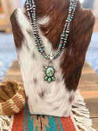 Handcrafted Sonoran Mountain Turquoise & Sterling Silver Beaded Necklace by Gilbert Tom