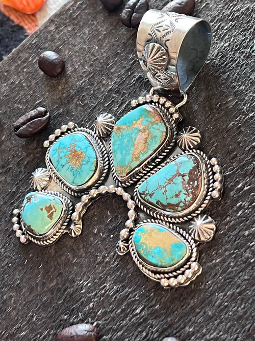 Handcrafted Sterling Silver and Royston Turquoise Naja Pendant by Rosella Paxson