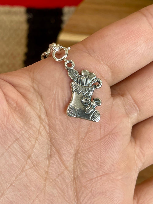 Native Handmade Sterling Silver CHRISTMAS STOCKING Charm