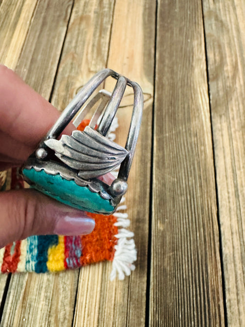 Handcrafted Old Pawn Sterling Silver & Turquoise Cuff Bracelet