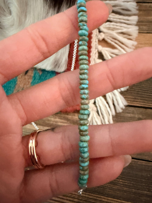 Handmade Sterling Silver & Turquoise Beaded Necklace