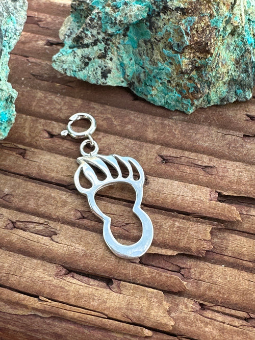 Navajo Crafted Sterling Silver Bear Charm  Charm