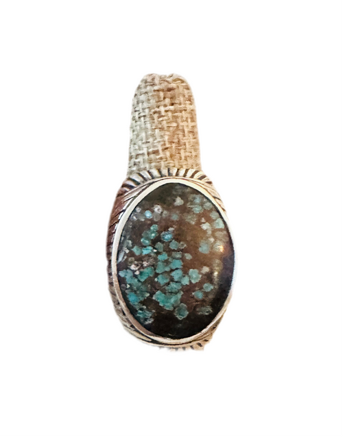 Old Pawn Navajo Sterling Silver & Kingman Web Turquoise Men’s Ring Size 8.5