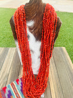 Handcrafted Coral & Sterling Silver 15-Strand Beaded Necklace