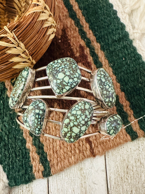 Old Pawn Navajo Tibetan Turquoise & Sterling Silver Cuff Bracelet