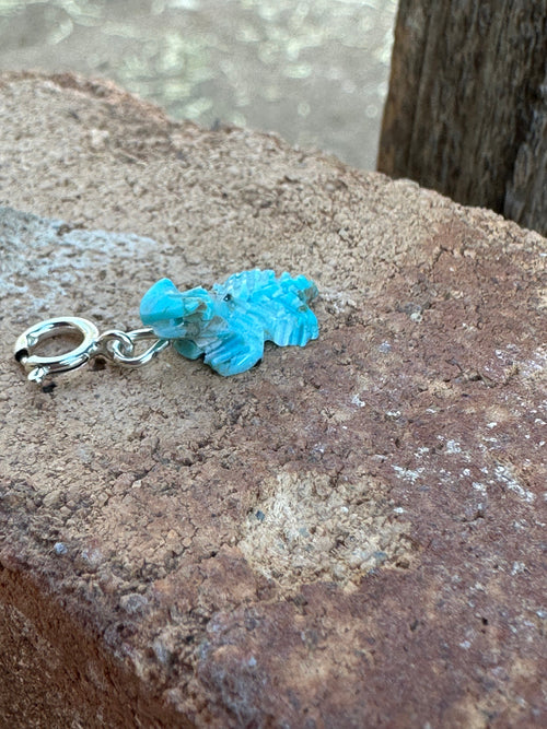 Zuni Hand Carved Turquoise Hornytoad Charm