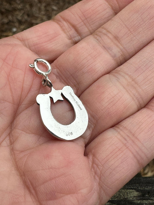 Sterling Silver Flower Horseshoe Charm