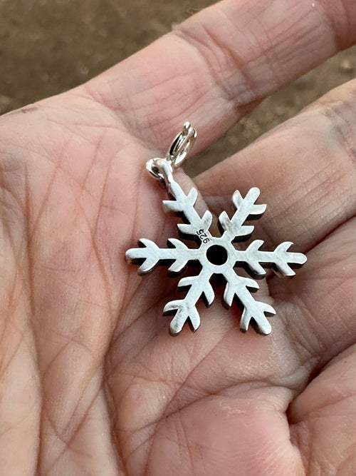 Handmade Sterling Silver and Coral CHRISTMAS SPIKY SNOWFLAKE Charm