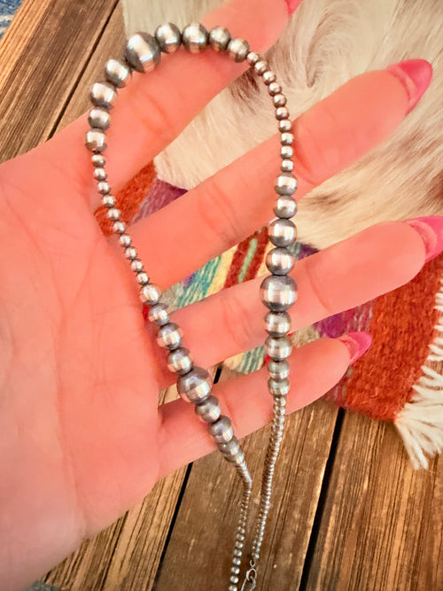 Handcrafted Sterling Silver Pearl Beaded Necklace