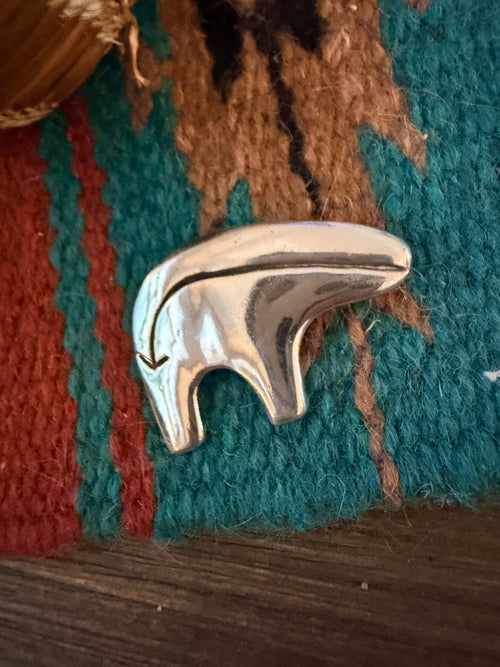 Old Pawn Handcrafted Sterling Silver Fetish Bear Brooch