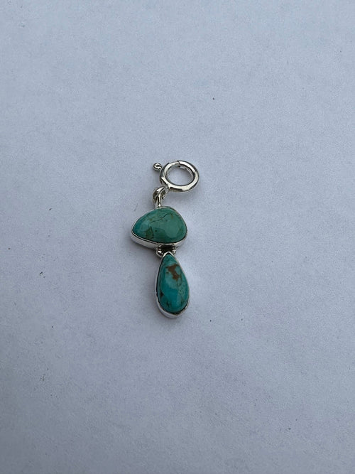 Sterling Silver and 2 Stone Turquoise Charm