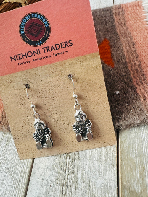 Old Pawn Navajo Sterling Silver Storyteller Dangle Earrings