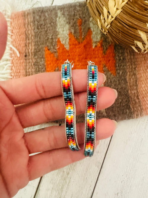 Navajo Handmade Multicolor Beaded Dangle Earrings