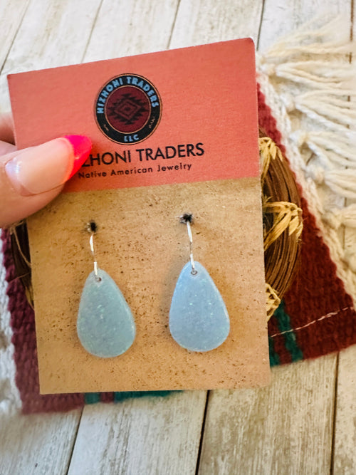 Navajo Summer Lovin’ Sterling Silver & Blue Opal Teardrop Dangle Earrings