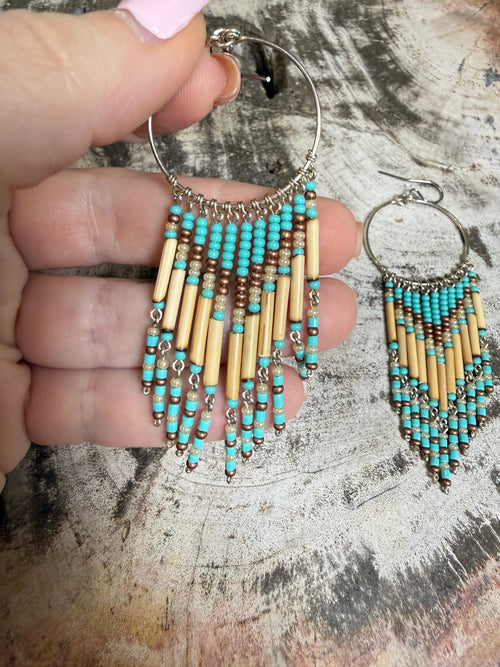 “The Golden Collection”  Wild Whisper Hoops Handmade Multi Color Beaded Earrings