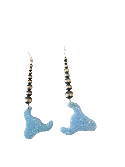 Summer Lovin’ Navajo Sterling Silver Pearl Beaded Opal Bull Head Dangle Earrings