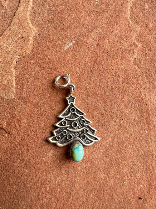 Handmade Sterling Silver and Turquoise CHRISTMAS TREE Charm