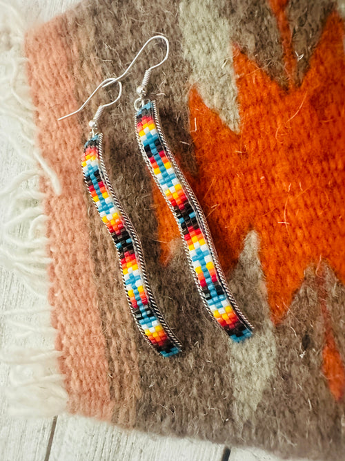 Navajo Handmade Multicolor Beaded Dangle Earrings